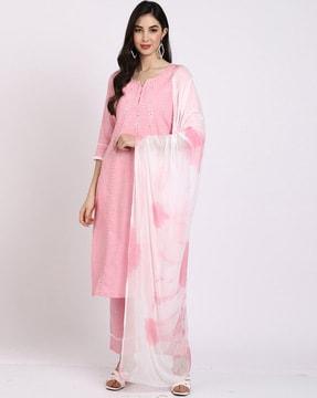 embroidered straight kurta set