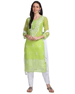 embroidered straight kurta with inner-slip