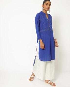 embroidered straight kurta with palazzos