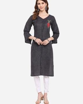 embroidered straight kurta