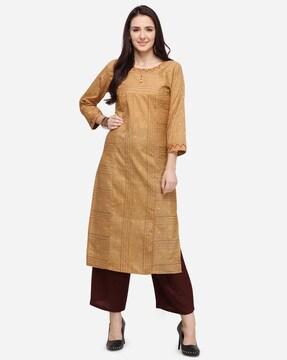 embroidered straight kurta