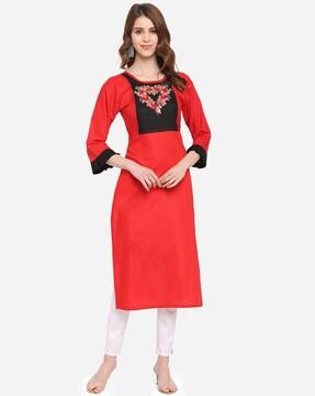 embroidered straight kurta