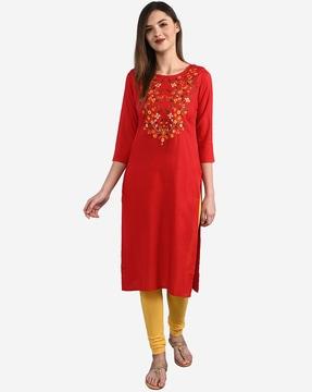 embroidered straight kurta