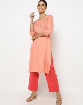 embroidered straight kurta