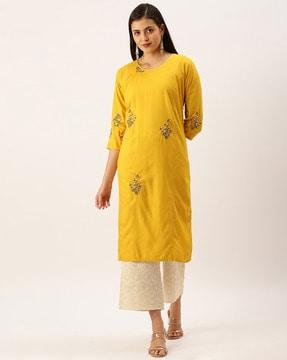 embroidered straight kurta