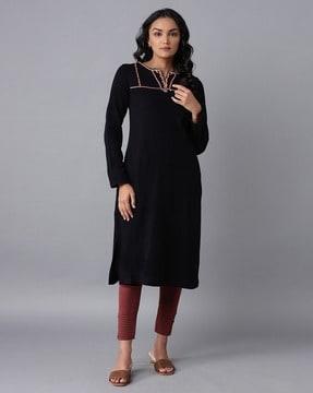 embroidered straight kurta