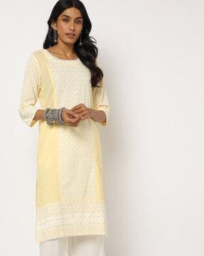 embroidered straight kurta