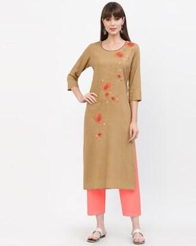 embroidered straight kurta