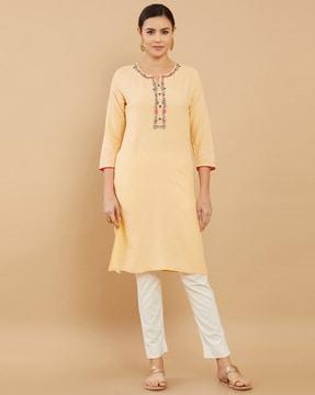 embroidered straight kurta