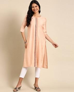 embroidered straight kurta