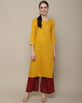 embroidered straight kurta