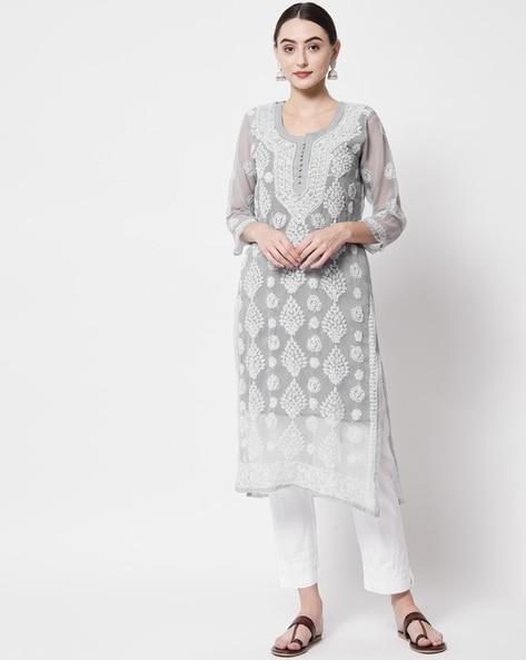 embroidered straight kurta