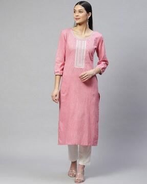 embroidered straight kurta