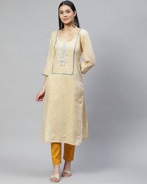 embroidered straight kurta