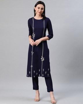 embroidered straight kurta