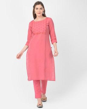 embroidered straight kurta