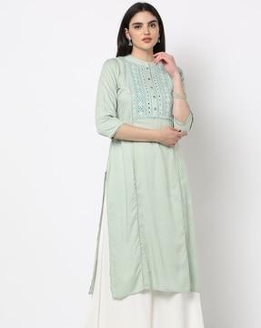 embroidered straight kurta