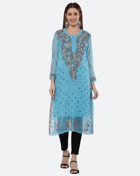 embroidered straight kurta