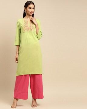 embroidered straight kurta