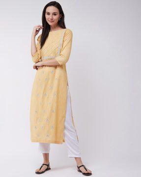 embroidered straight kurta