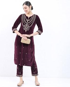 embroidered straight kurta