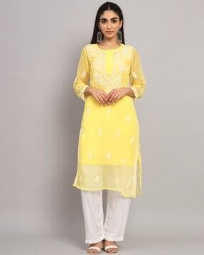 embroidered straight kurta