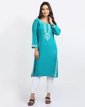 embroidered straight kurta