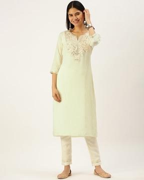 embroidered straight kurta