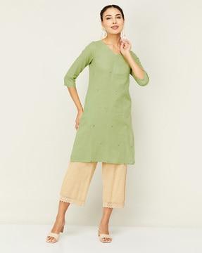 embroidered straight kurta