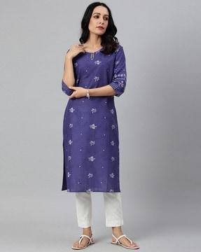 embroidered straight kurta