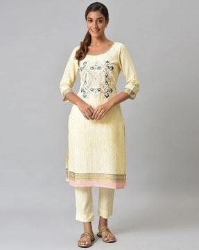 embroidered straight kurta