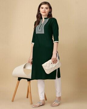 embroidered straight kurta