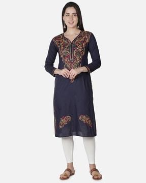 embroidered straight kurta