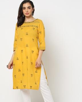 embroidered straight kurta