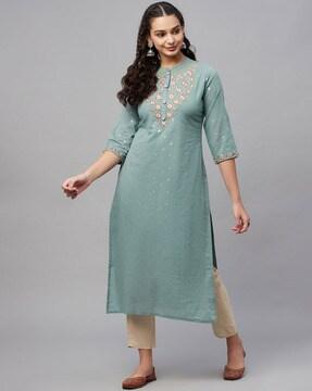 embroidered straight kurta