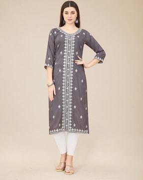 embroidered straight kurta