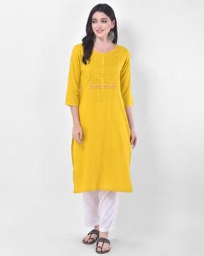 embroidered straight kurta