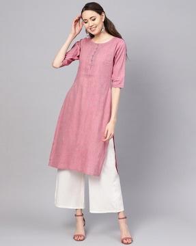 embroidered straight kurta