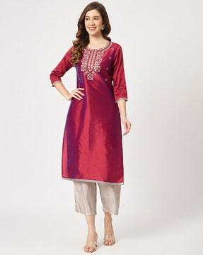 embroidered straight kurta