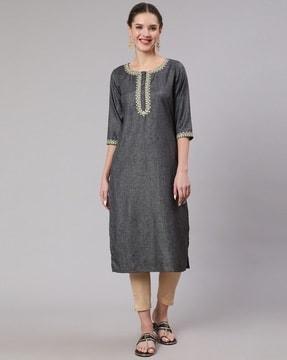 embroidered straight kurta