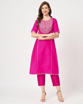 embroidered straight kurta