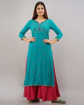 embroidered straight kurta