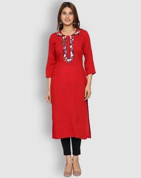 embroidered straight kurta