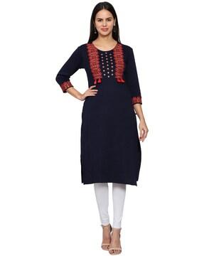 embroidered straight kurta