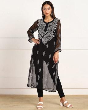 embroidered straight kurta