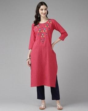 embroidered straight kurta