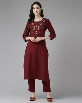 embroidered straight kurta