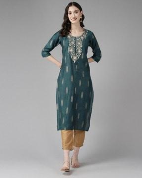 embroidered straight kurta