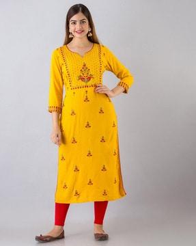 embroidered straight kurta