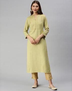 embroidered straight kurta